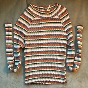 Free People Multicolor Striped Turtleneck Sweater